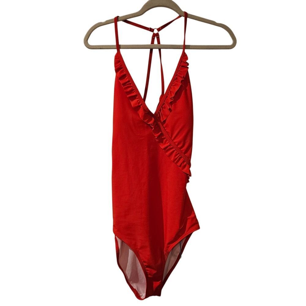 Teenhi One Piece Open Back Red Swimsuit Womens size 14‎ NWT